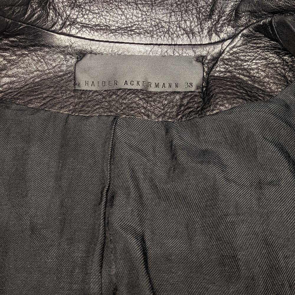 Haider Ackermann tumbled lamb skin leather biker jacket with asymmetric lapel. 0 - Picture 9 of 12